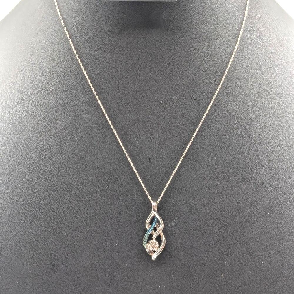 Vtg 90s 925 Italy Sterling Silver Diamond Accent Infinity Pendant 18" Necklace